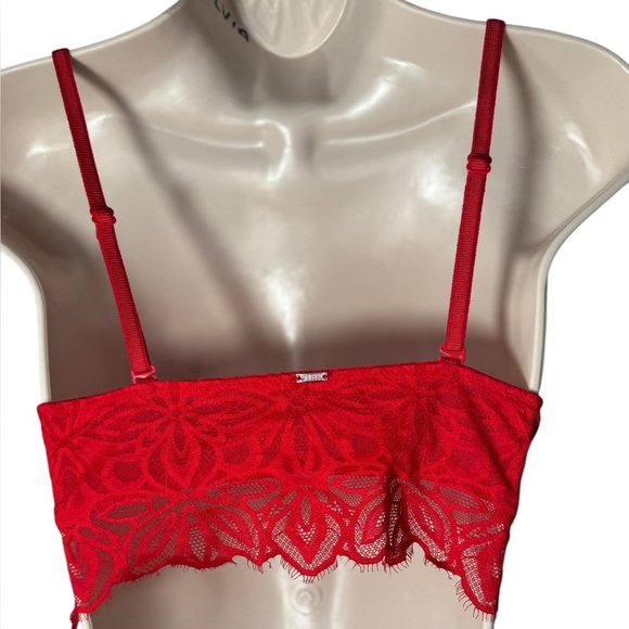 Victoria's Secret Pink 32C Date Super Push Up Bra Red Lace Front Close - Picture 5 of 16